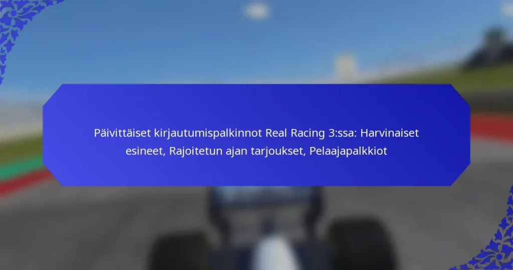 Päivittäiset kirjautumispalkinnot Real Racing 3:ssa: Harvinaiset esineet, Rajoitetun ajan tarjoukset, Pelaajapalkkiot