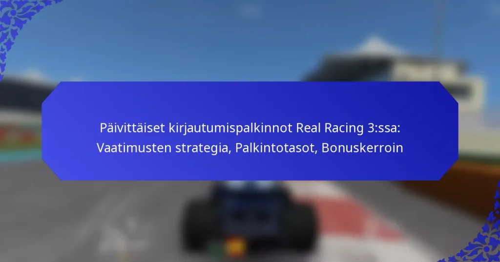 Päivittäiset kirjautumispalkinnot Real Racing 3:ssa: Vaatimusten strategia, Palkintotasot, Bonuskerroin