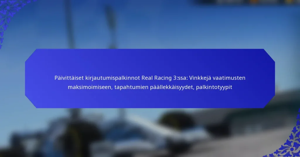 Päivittäiset kirjautumispalkinnot Real Racing 3:ssa: Vinkkejä vaatimusten maksimoimiseen, tapahtumien päällekkäisyydet, palkintotyypit