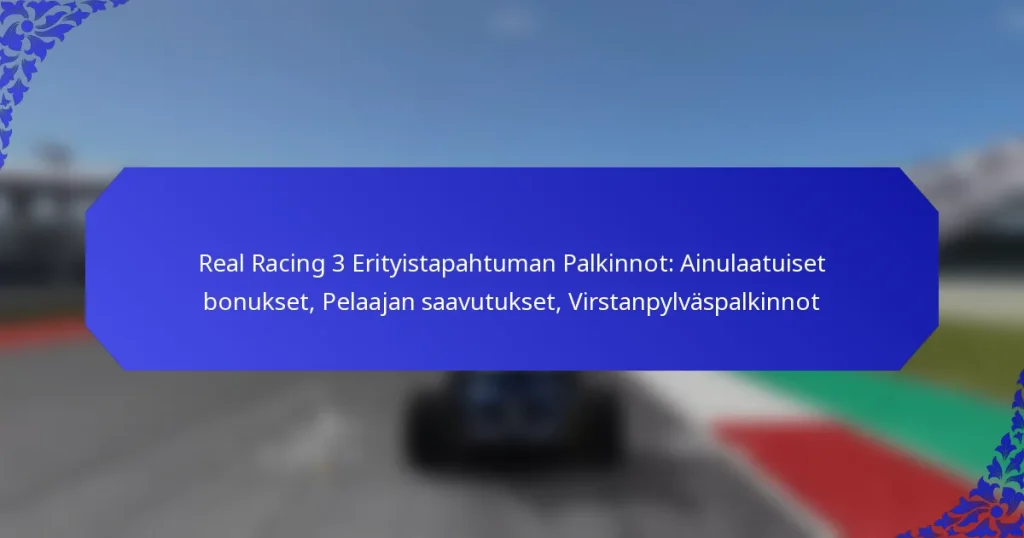 Real Racing 3 Erityistapahtuman Palkinnot: Ainulaatuiset bonukset, Pelaajan saavutukset, Virstanpylväspalkinnot