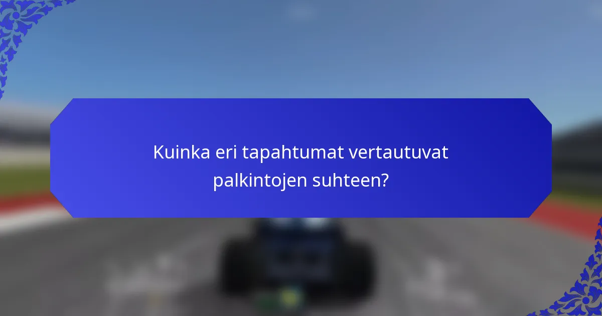 Kuinka eri tapahtumat vertautuvat palkintojen suhteen?