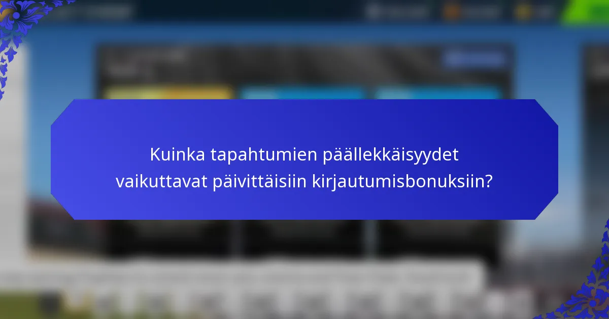 Kuinka tapahtumien päällekkäisyydet vaikuttavat päivittäisiin kirjautumisbonuksiin?